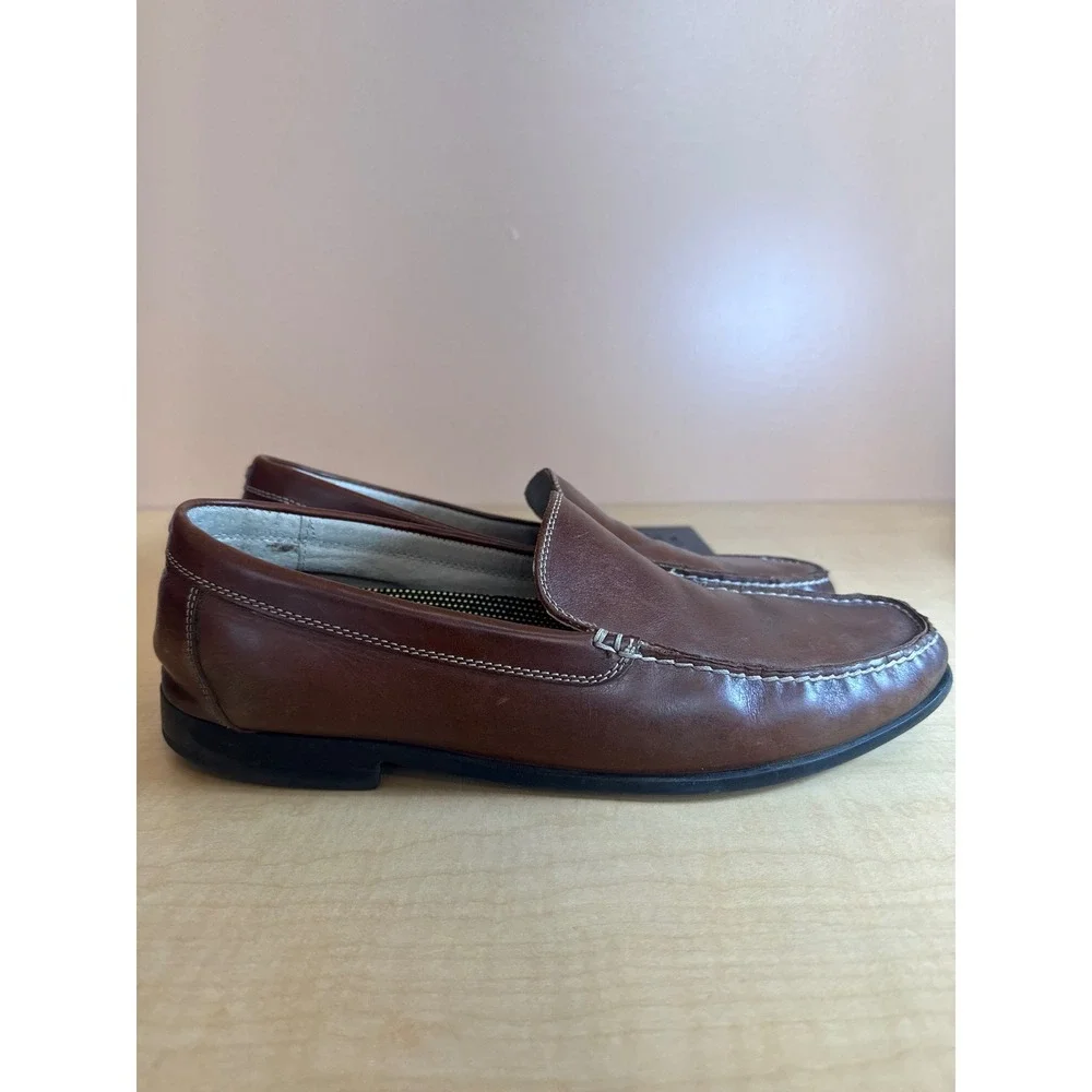 Nunn Bush Mens Brown Leather Slip On Loafers Moc Toe Shoes 84294-200 Size 12M